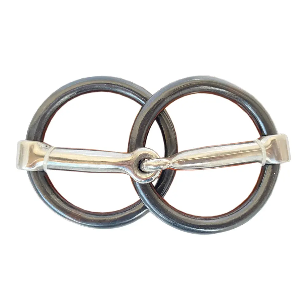 Hilason Weighted O Ring Snaffle Bit Stainless Steel And Black Sweet Iron | Horse Bits Western Walking Training Equine Horses 1