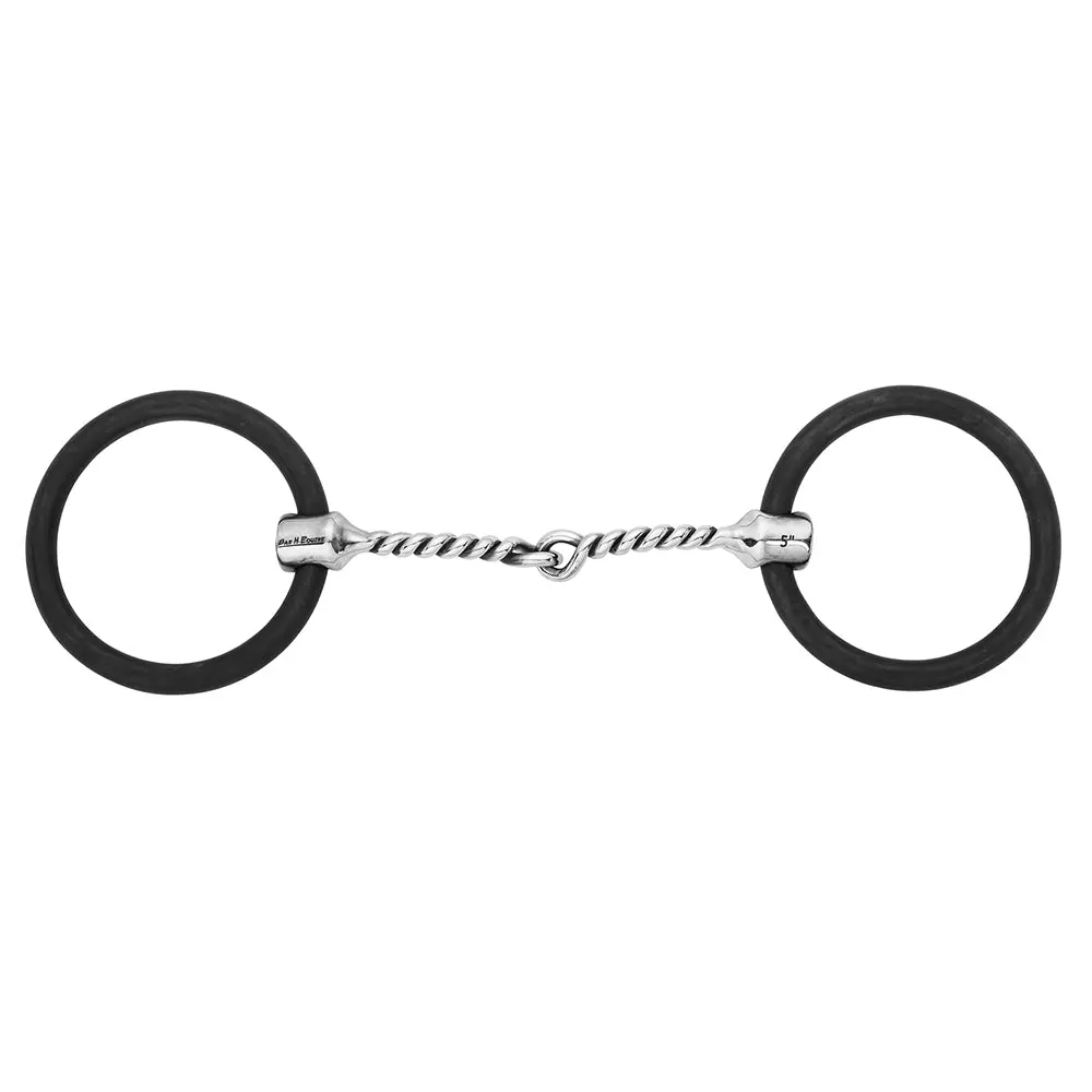 Hilason Weighted O Ring Twisted Wire Snaffle Bit Stainless Steel & Black Sweet Iron | Horse Bits Western Walking Training Equine For Horses 1