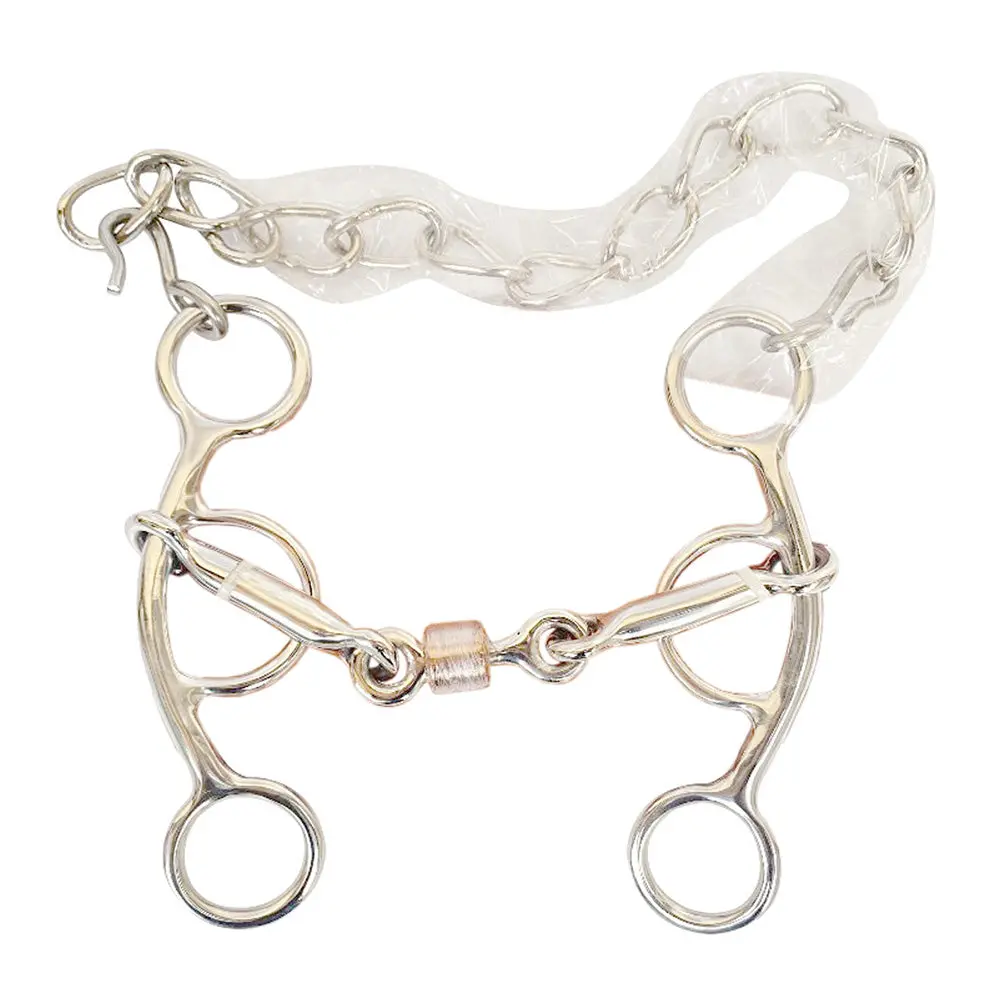 Bar H Equine Western Horse Dogbone With Stainless Steel Mouthpiece, Copper Roller & Curb Chain 1