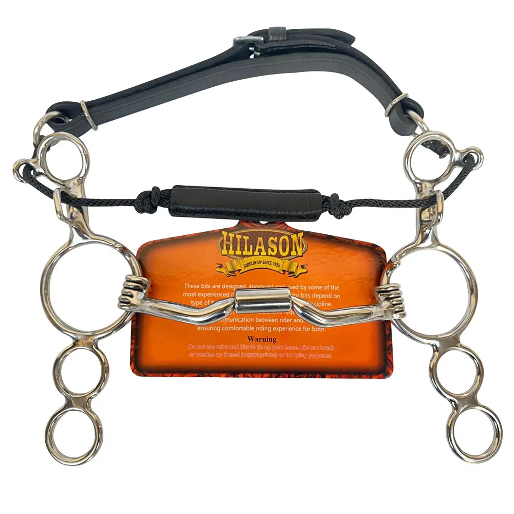 Bar H Equine 5 In Mouth 3 Ring Low Port Gag Bit Solid Stainless Steel W/ Leather Strap | Horse Bits Western Training 1