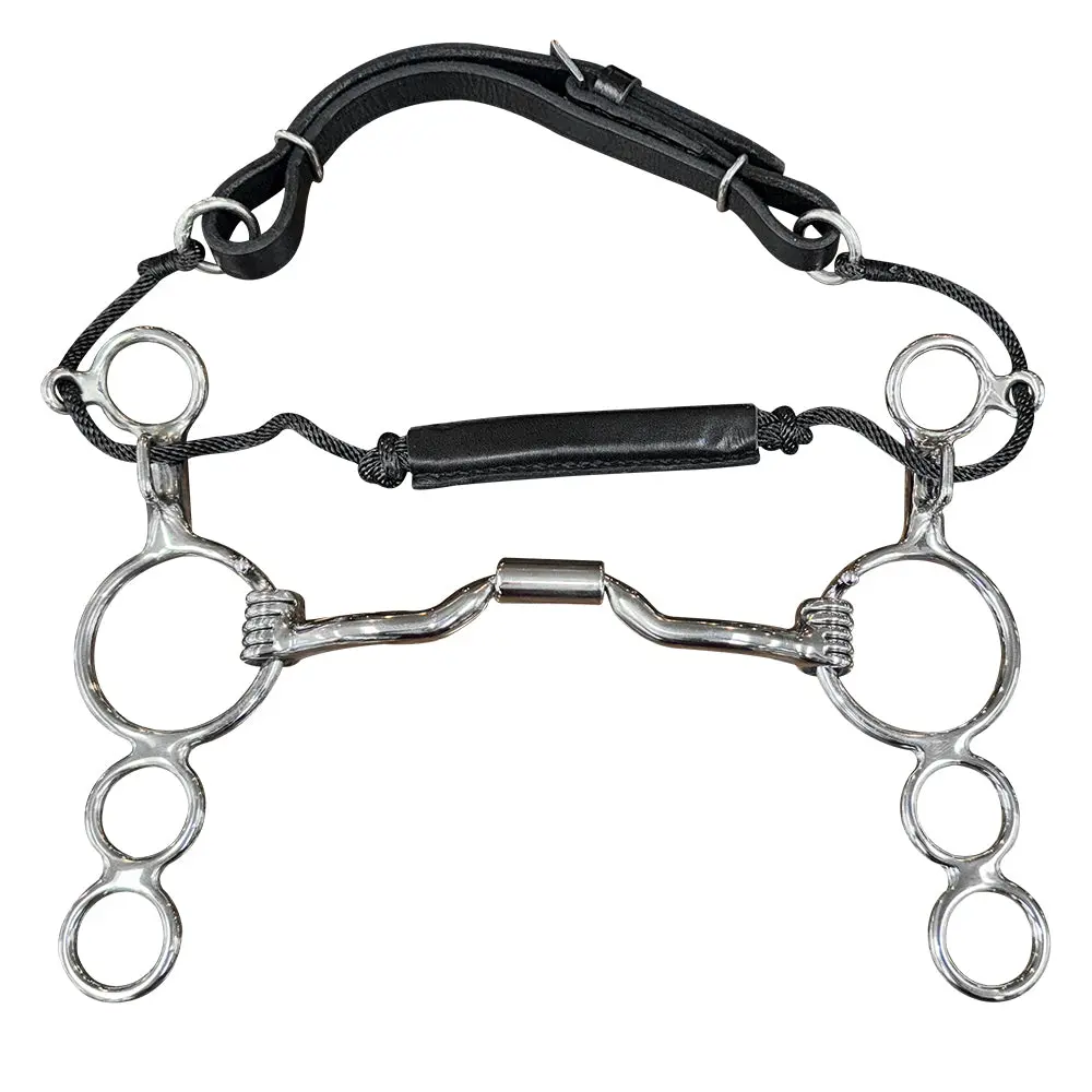 Hilason Western Horse Gag Bit Mouthpiece 5.5 Inch Solid Stainless Metal W/ Leather Strap 1