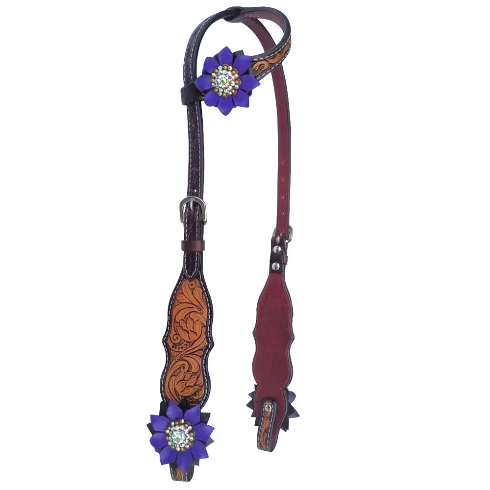 Bar H Equine American Leather Horse Saddle Tack One Ear Headstall Breast Collar Browband Wither Strap 1