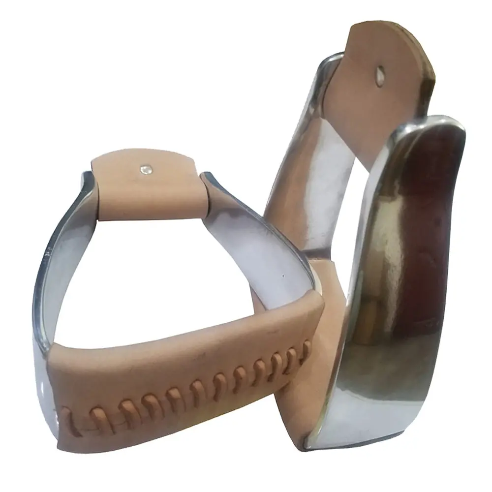 Bar H Equine Western Horse Heavy-Duty Genuine Leather Aluminum Stirrups 1