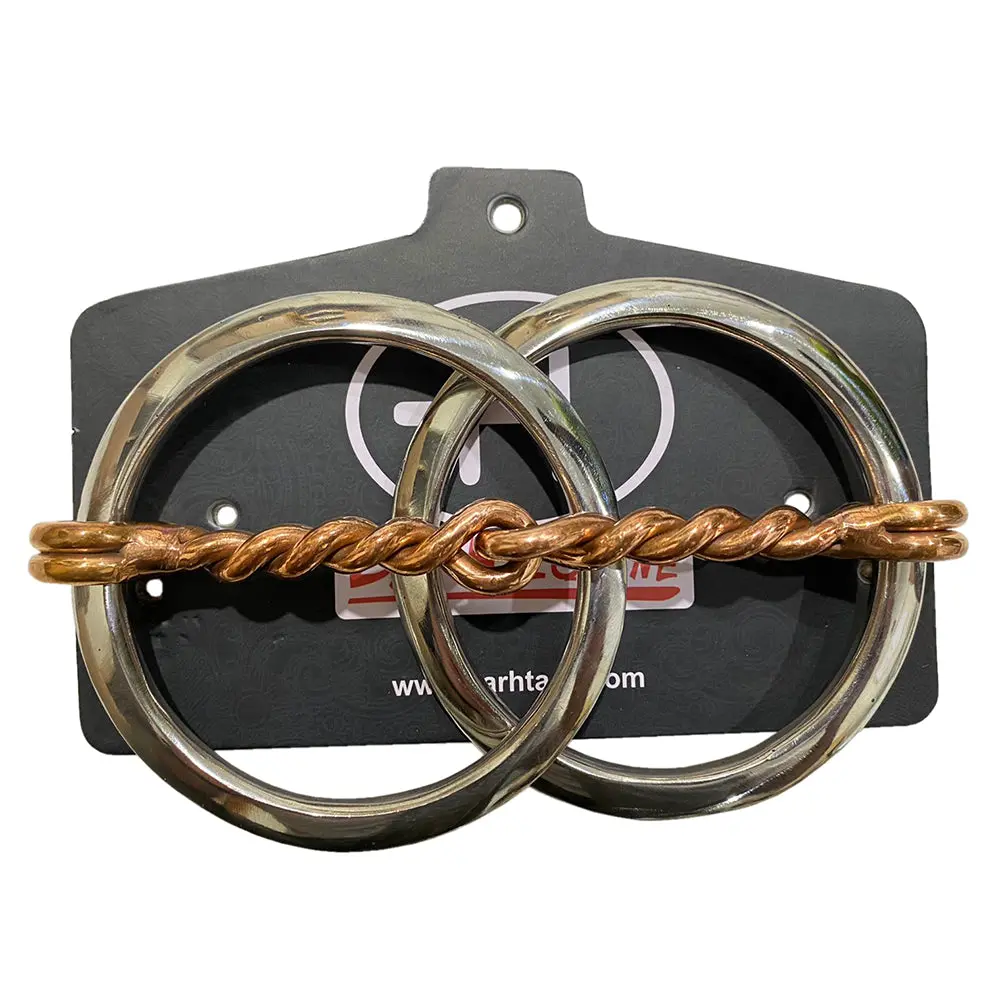 Bar H Equine Horse O Ring With Twisted Copper Wire Mouth Snaffle Bit Stainless Steel 1