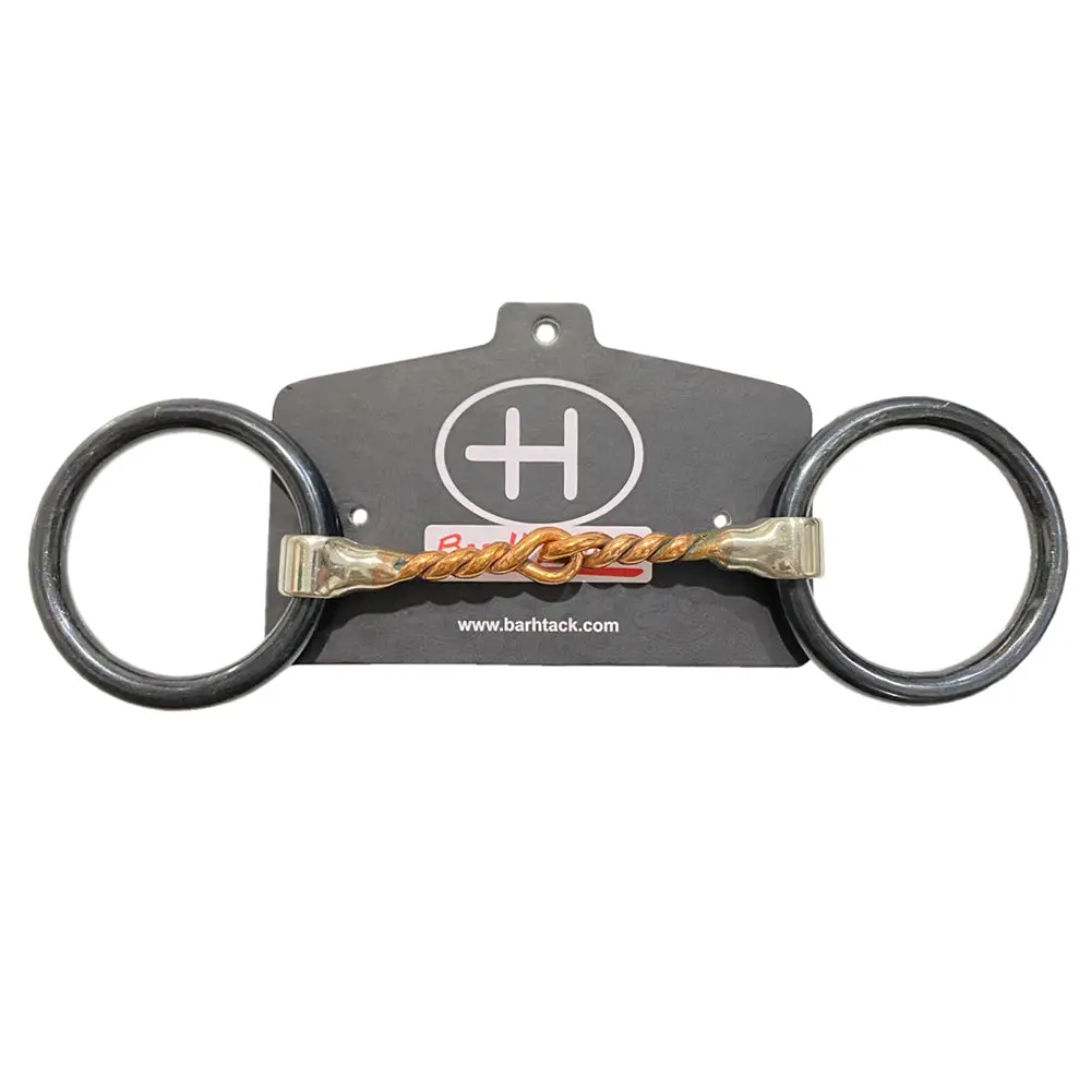 Bar H Equine Western O Ring Twisted Copper Wire Horse Snaffle Bit Black 1