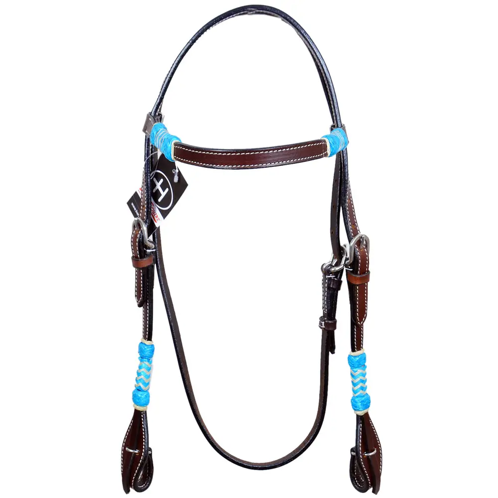 Bar H Equine Western Horse Rawhide Genuine American Leather Headstall 1