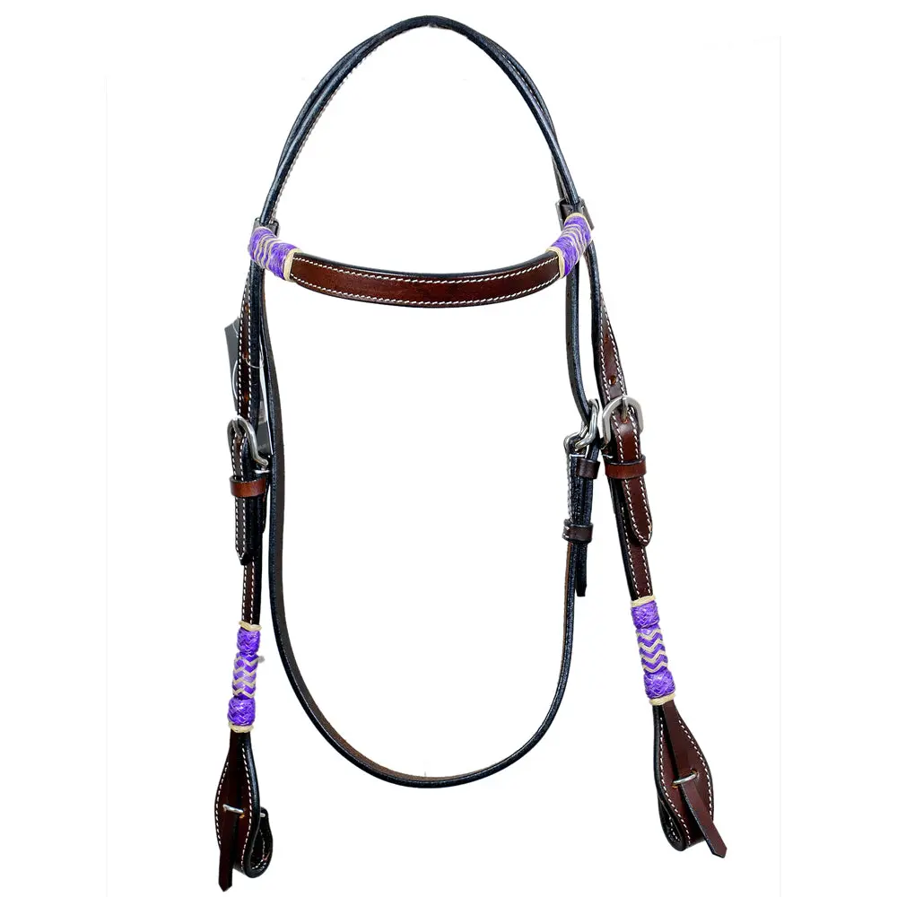 Bar H Equine Western Horse Rawhide Genuine American Leather Headstall 1
