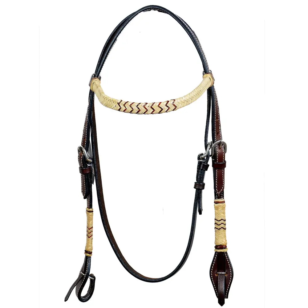 Bar H Equine Western Horse Rawhide Genuine American Leather Headstall 1