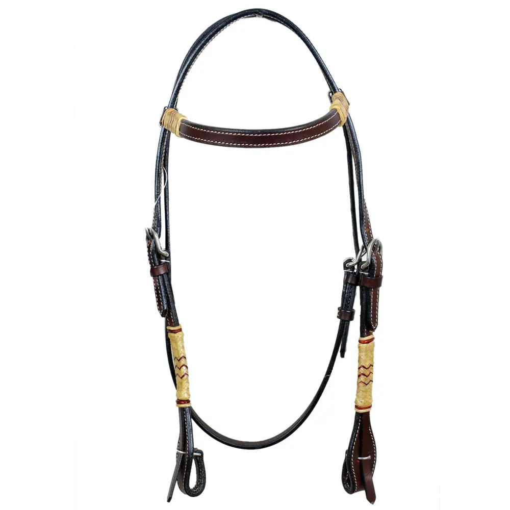 Bar H Equine Western Horse Rawhide Genuine American Leather Headstall 1