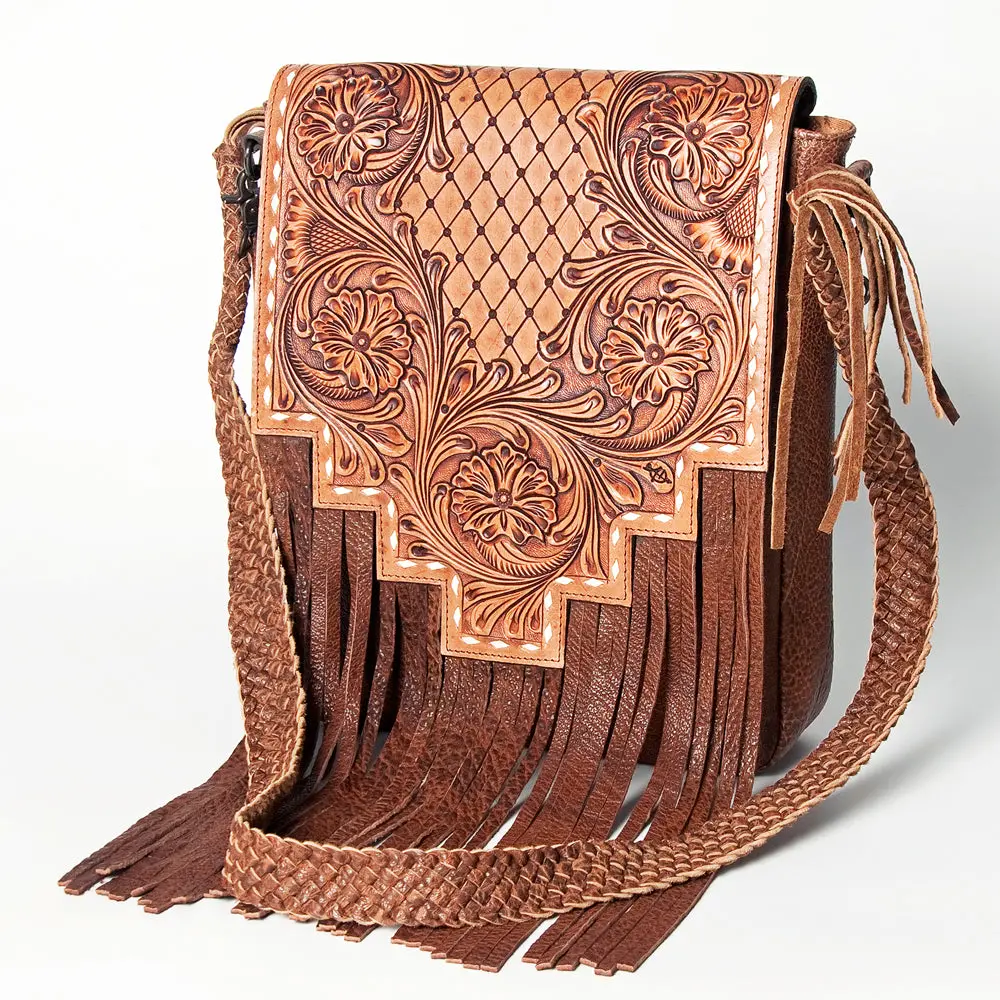 American Darling Messenger Hand Tooled Genuine Leather Women Bag Western Handbag Purse 1