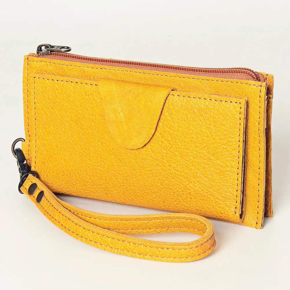 American Darling Wristlet Bag, Genuine Full Grain Vegetable Tanned Leather, Slim Western Travel Clutch 10
