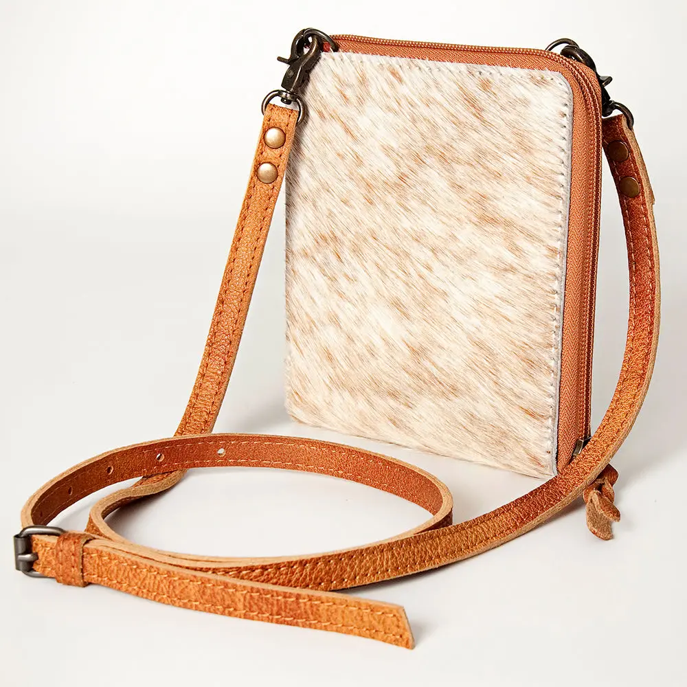 American Darling Cross Body Bag, Hair-On Cowhide & Genuine Full Grain Leather, Western Shoulder Purse, 6In (H) X 6In (W) 2