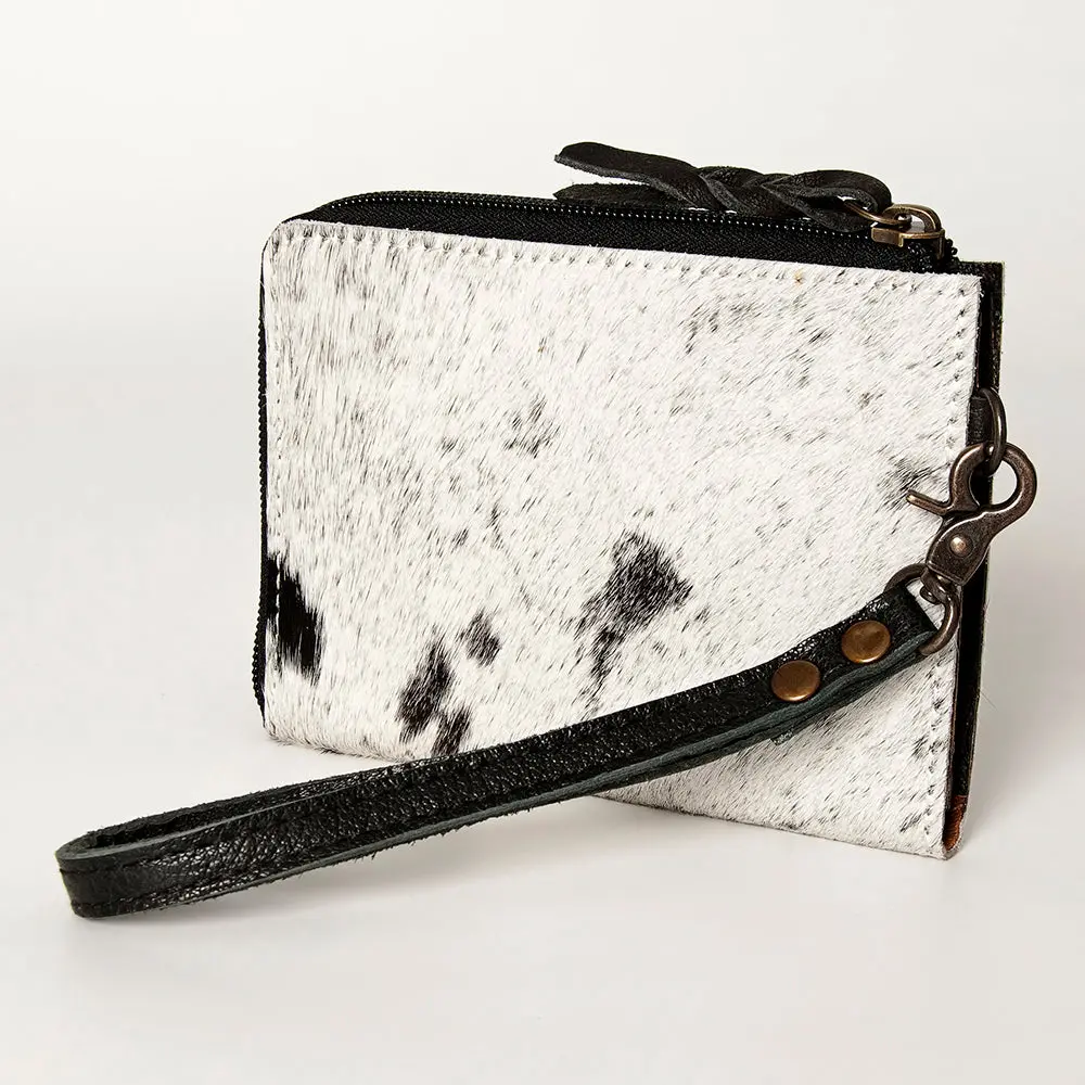 American Darling Coin Purse, Genuine Hair-On Cowhide & Full Grain Leather, Slim Western Travel Pouch, 4.5In (H) X 6.5In (W) 2