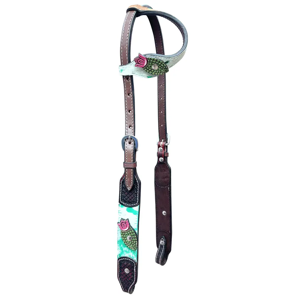 Bar H Equine American Leather Horse Saddle Tack One Ear Headstall Breast Collar Browband Wither Strap Set 1
