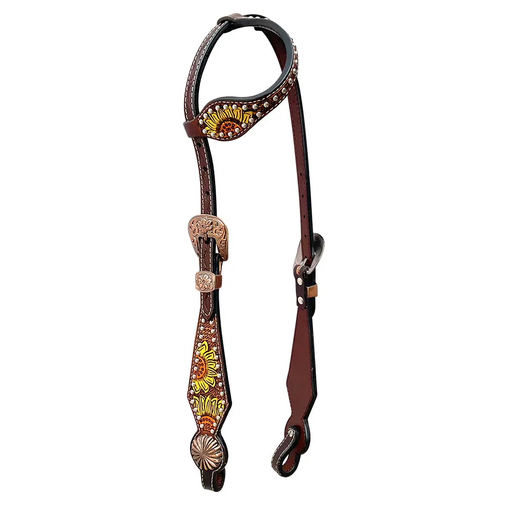 Bar H Equine Genuine Western American Leather Horse Premium Headstall & Breast Collar Set 1
