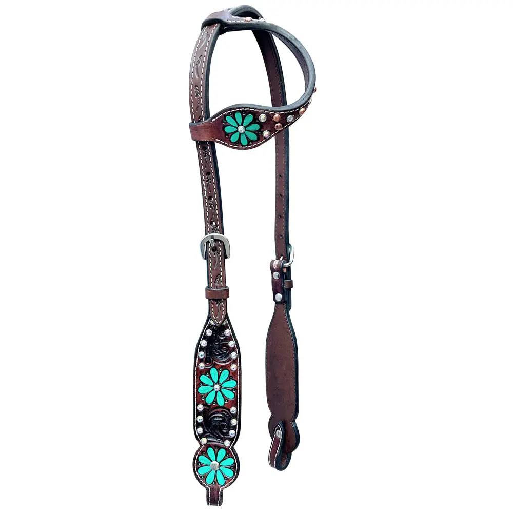Bar H Equine Genuine Western American Leather Horse Premium Headstall & Breast Collar Set 1