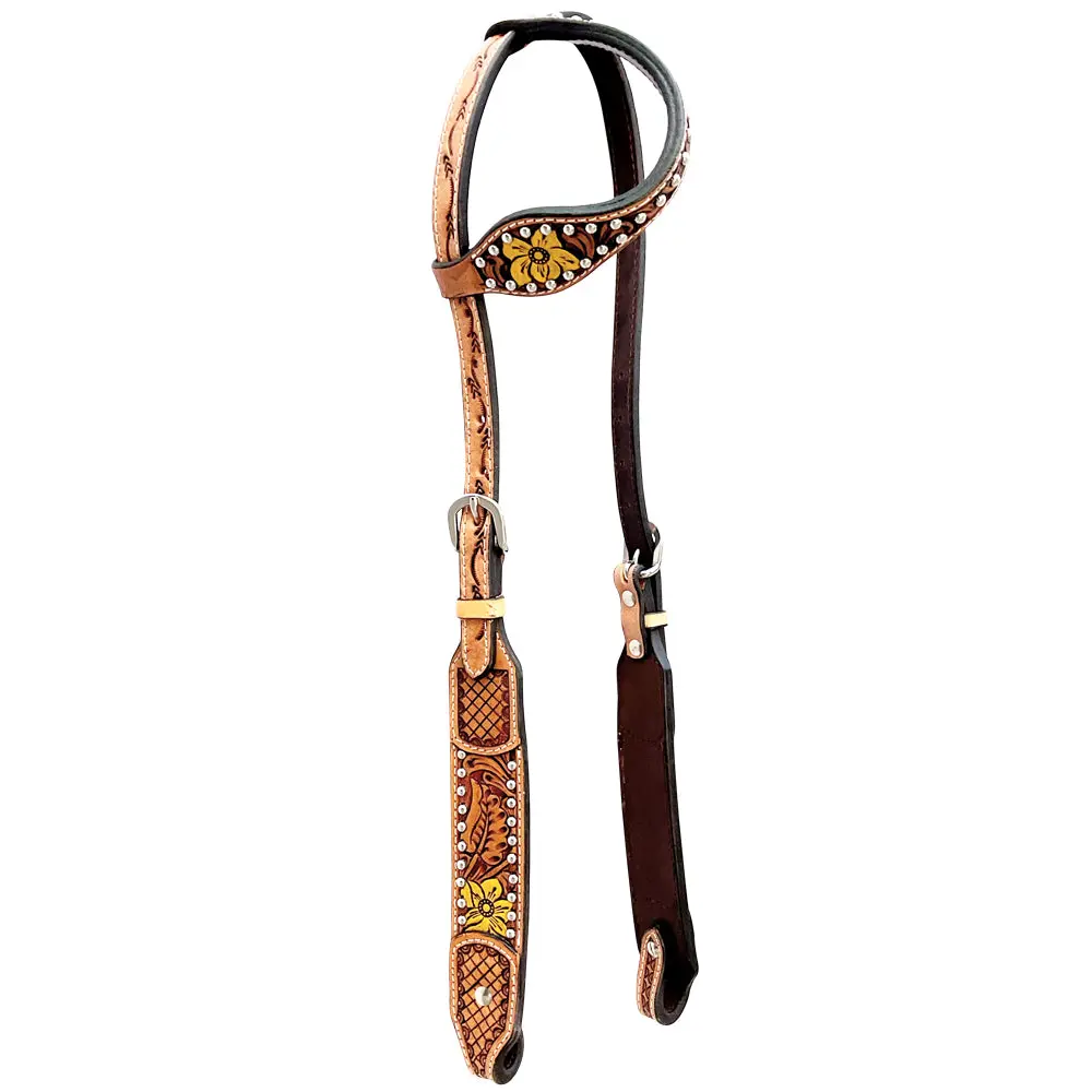 Bar H Equine Genuine Western American Leather Horse Premium Headstall 1