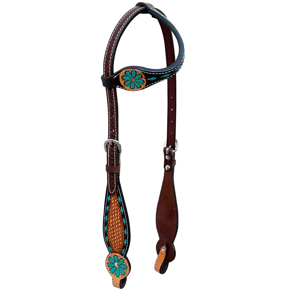 Bar H Equine Genuine Western American Leather Horse Premium Headstall & Breast Collar Set 1