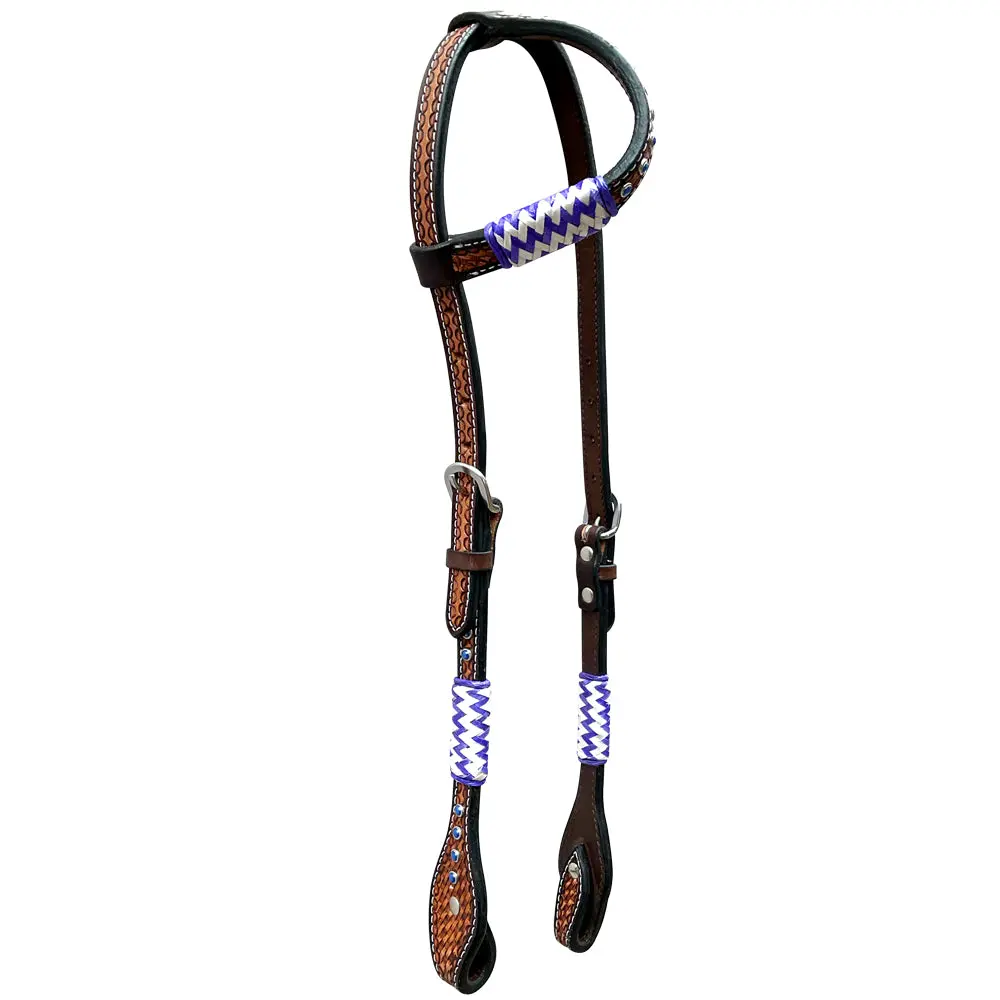 Bar H Equine Genuine Western American Leather Horse Premium Headstall & Breast Collar Set 4
