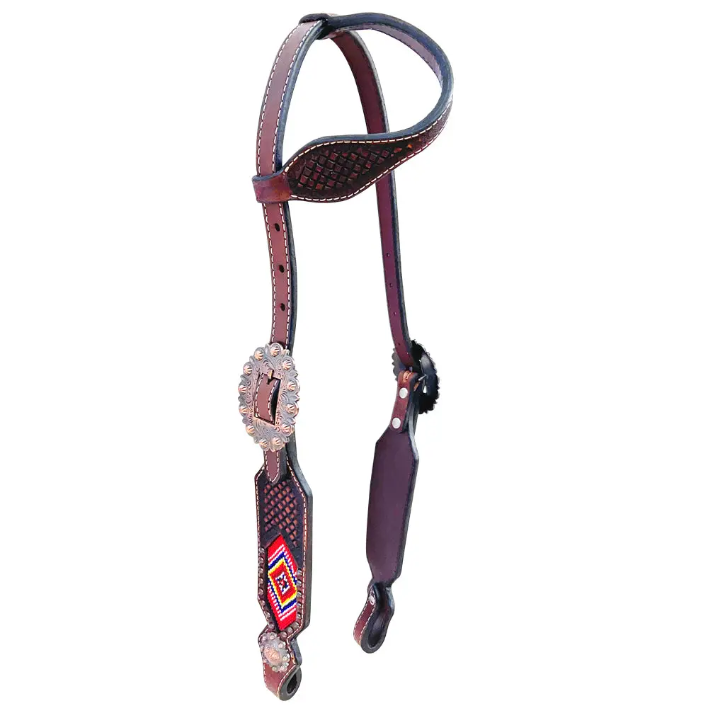 Bar H Equine Western Leather Horse Headstall & Breast Collar Wither Strap 1