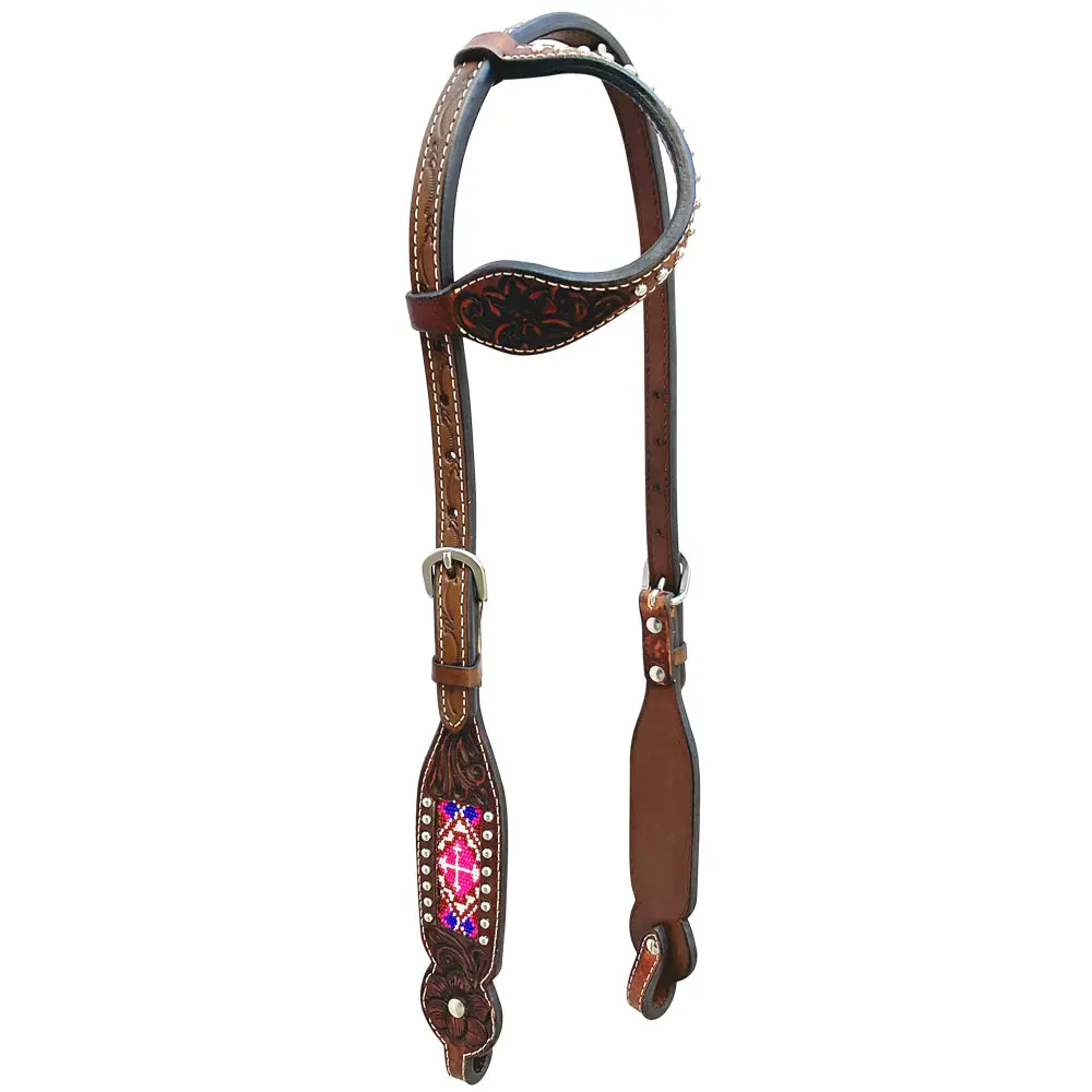 Bar H Equine Genuine Western American Leather Horse Premium Headstall & Breast Collar Set 1