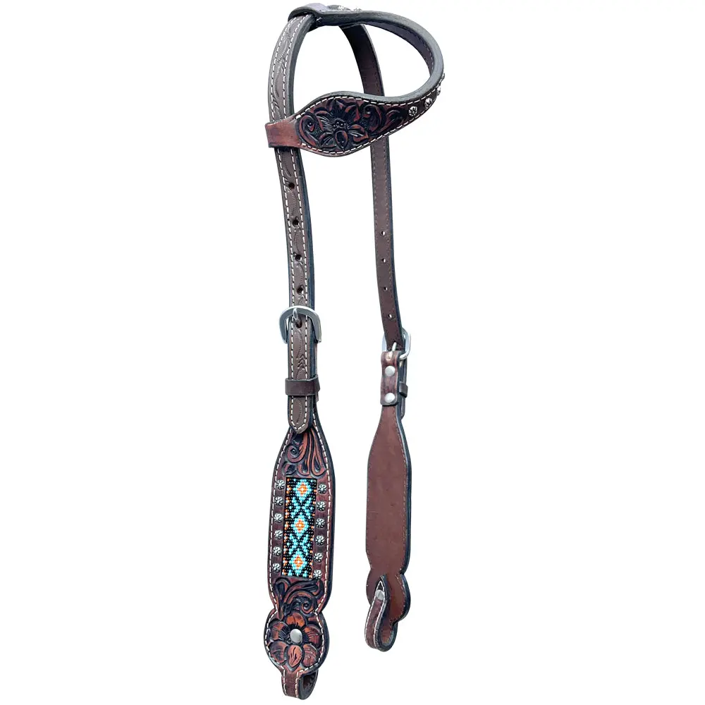 Bar H Equine American Leather Horse Saddle Tack One Ear Headstall | Breast Collar Browband Wither Strap Set Ber229 1
