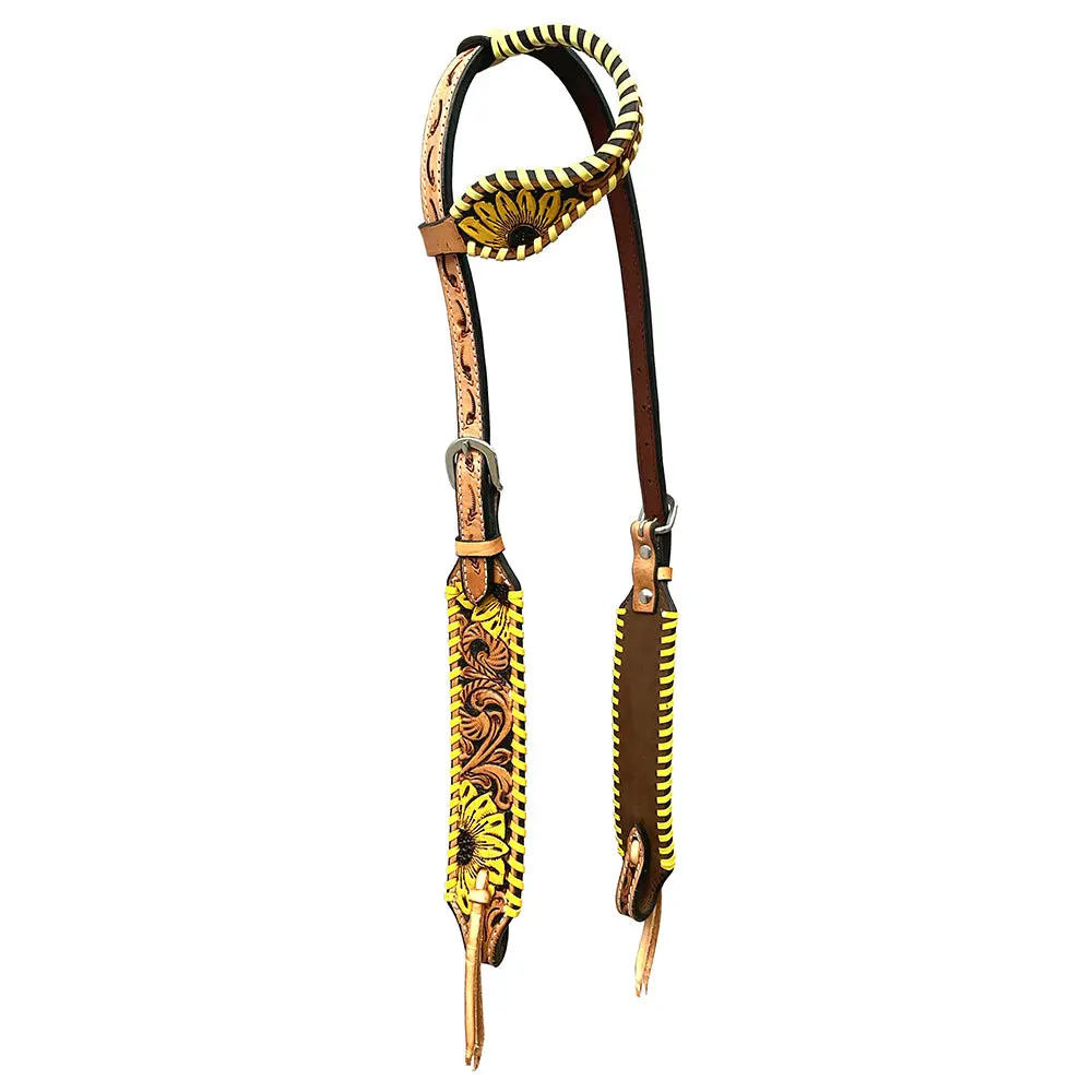 Bar H Equine American Leather Horse Saddle Tack One Ear Headstall | Breast Collar Browband Wither Strap Set Ber255 1