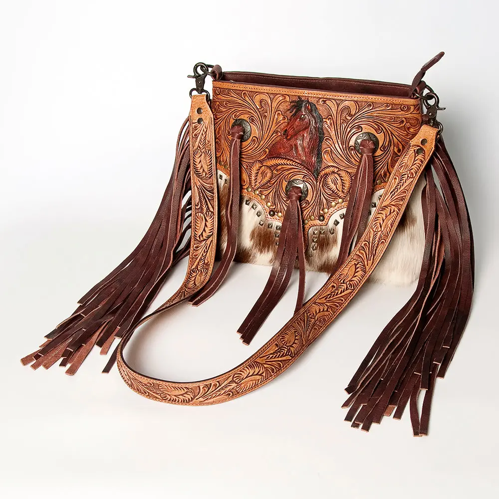 American Darling Crossbody Hand Tooled Hair-On Genuine Leather Women Bag Western Handbag Purse 1