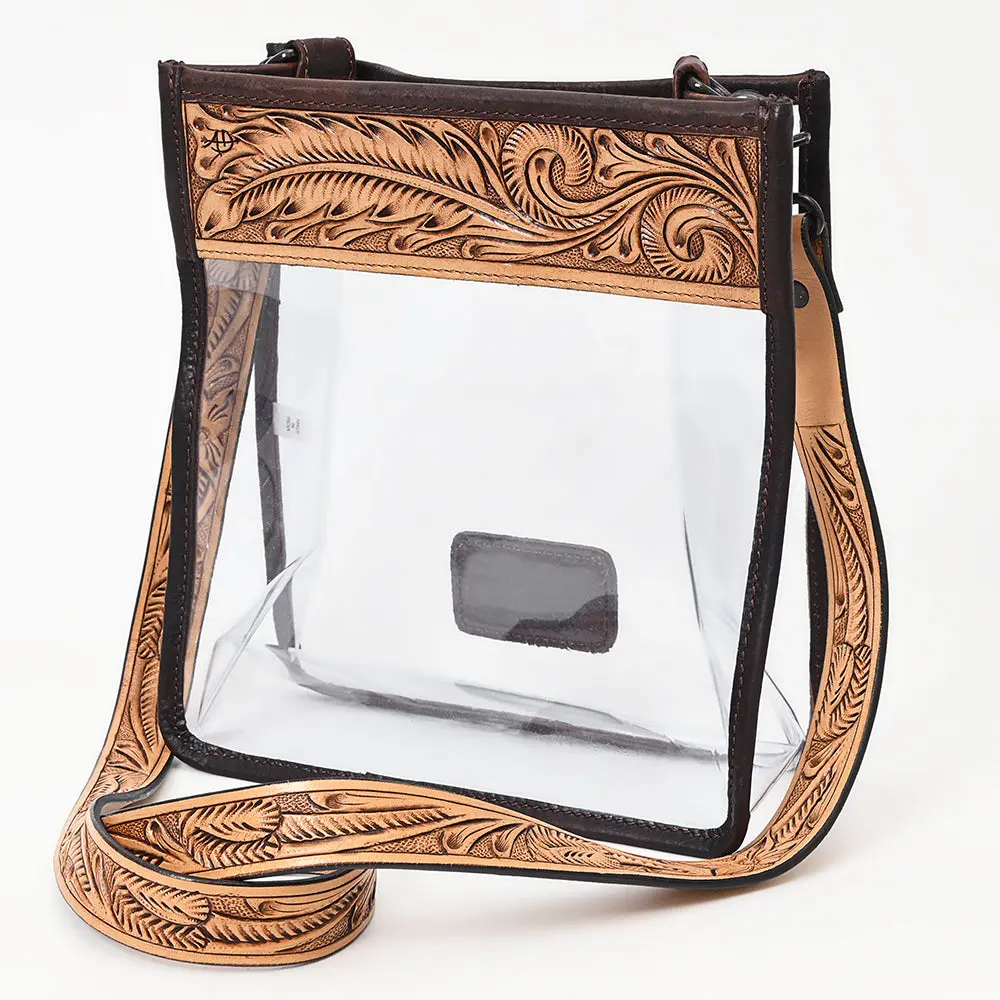 American Darling Clear Bag Hand Tooled Genuine Leather Women Western Handbag Purse 1