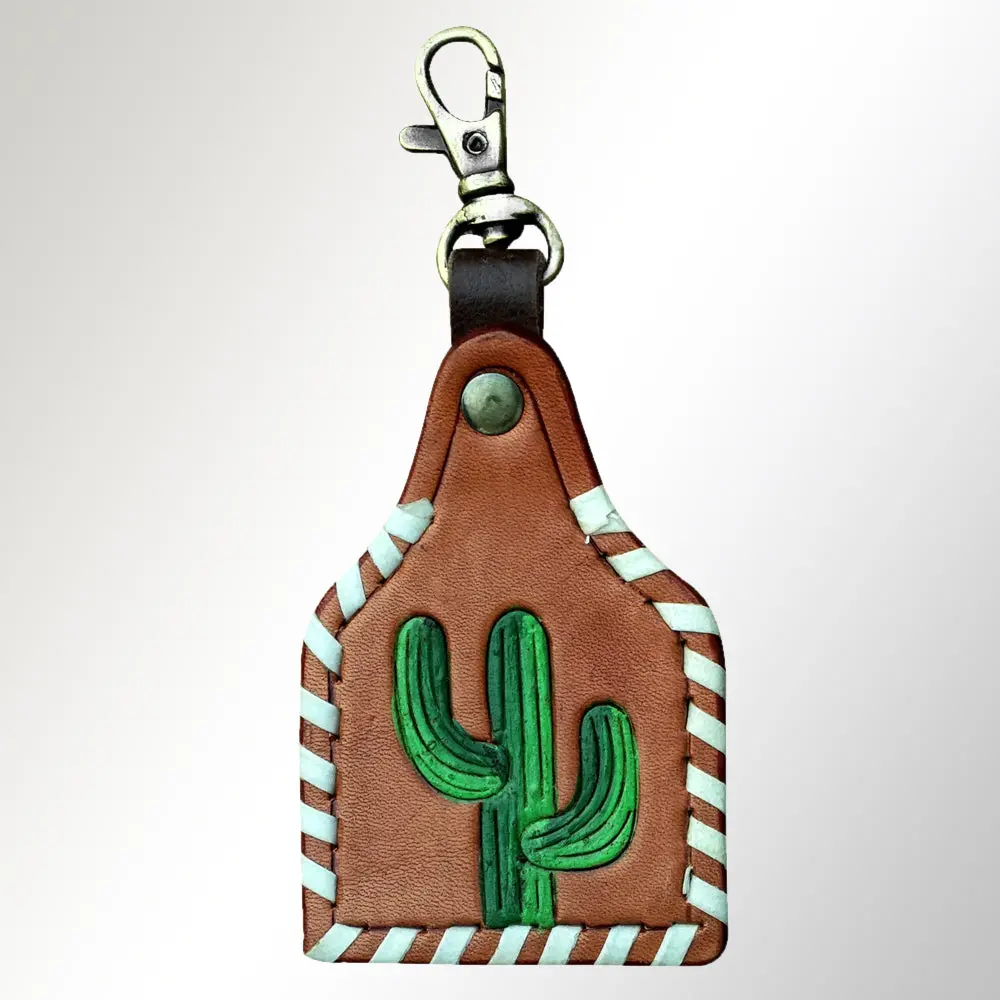 American Darling Adkrx110 Hand Tooled Carved Genuine Leather Keyring 1