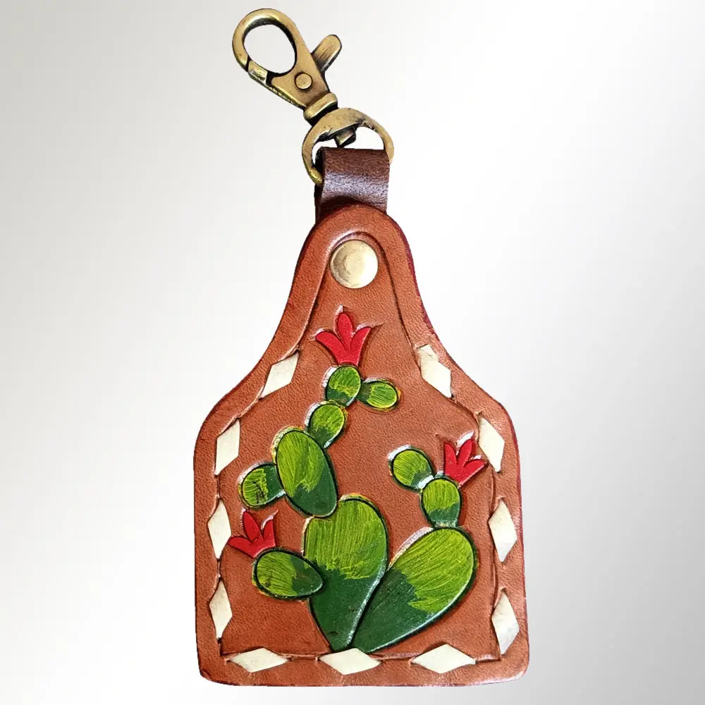 American Darling Adkrx111 Hand Tooled Carved Genuine Leather Keyring 1