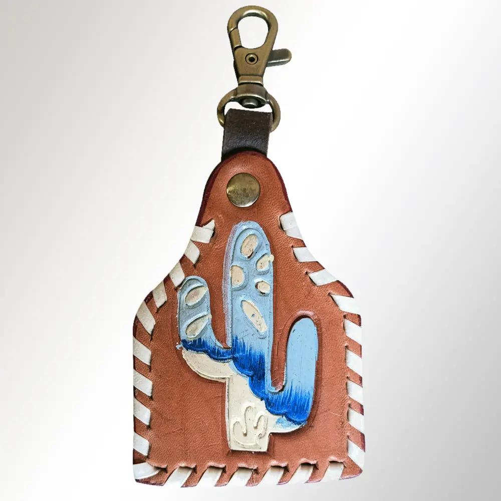American Darling Adkrx119 Hand Tooled Carved Genuine Leather Keyring 1