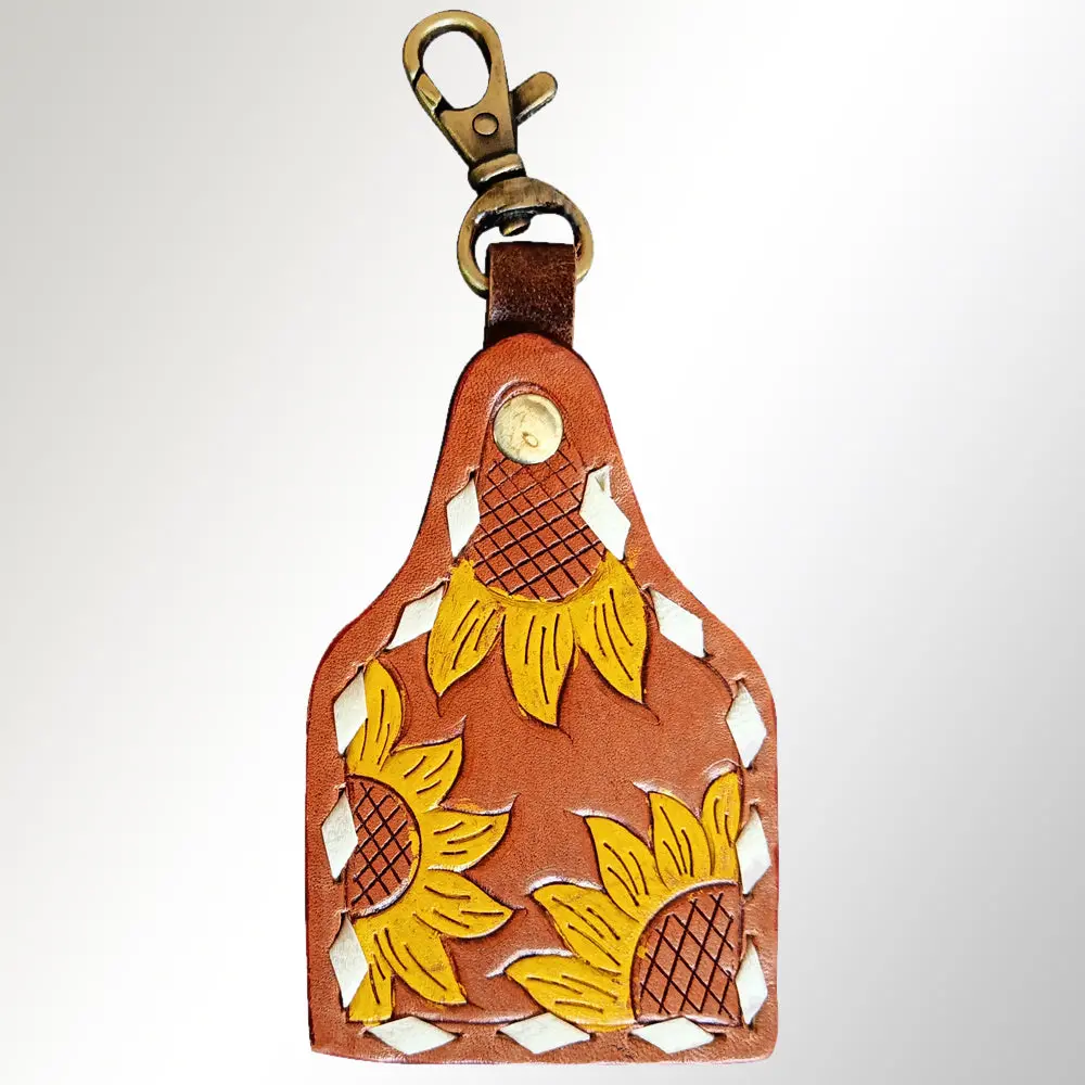 American Darling Adkrx128 Hand Tooled Carved Genuine Leather Keyring 1