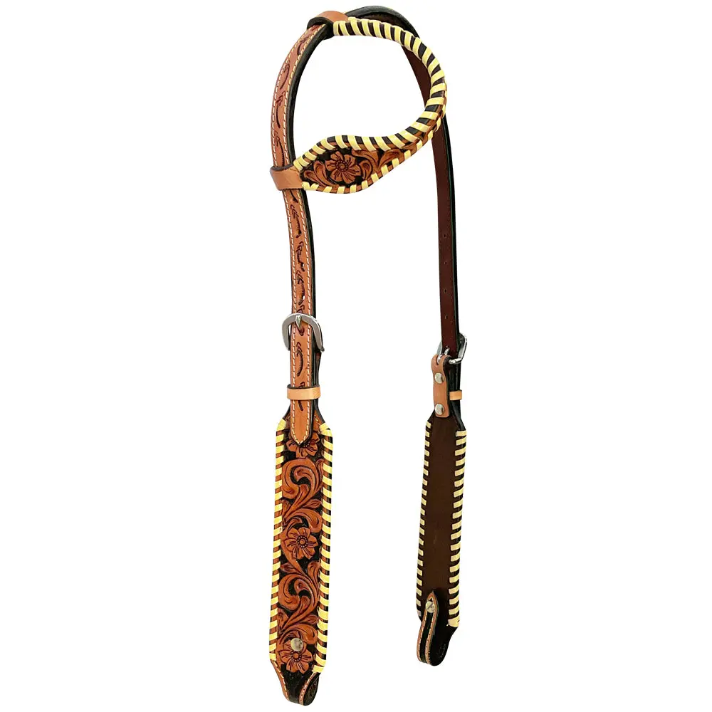 Bar H Equine American Leather Horse Saddle Tack One Ear Headstall | Breast Collar Browband Wither Strap Set Ber256 2