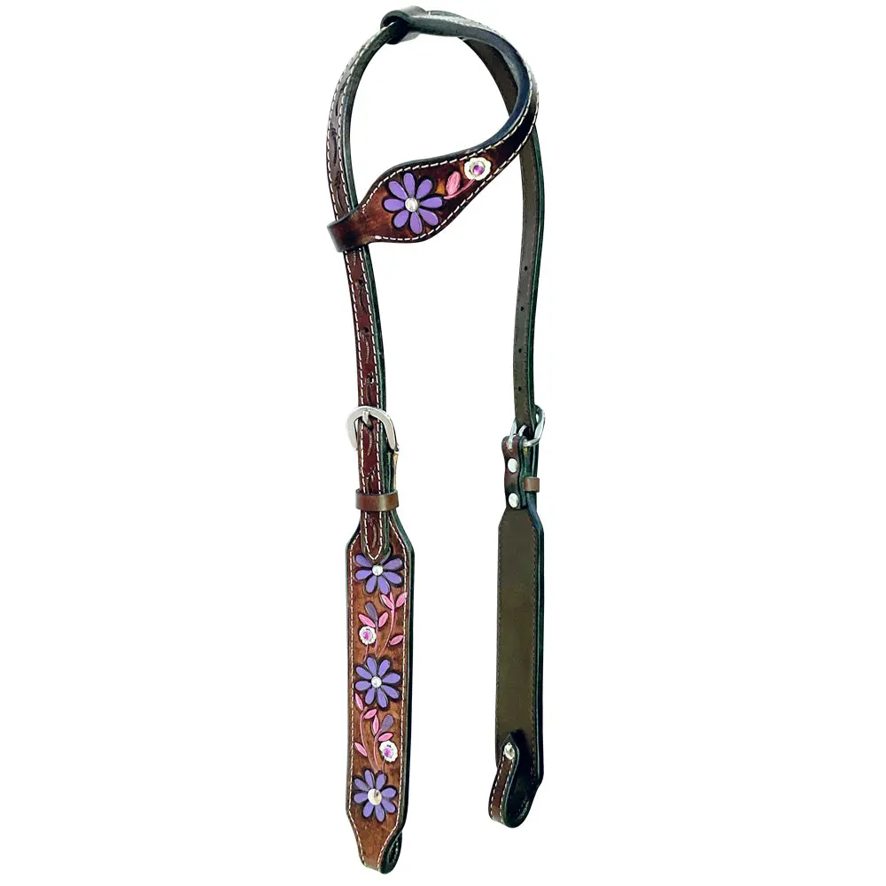 Bar H Equine American Leather Horse Saddle Tack One Ear Headstall Breast Collar Browband Wither Strap Set 3