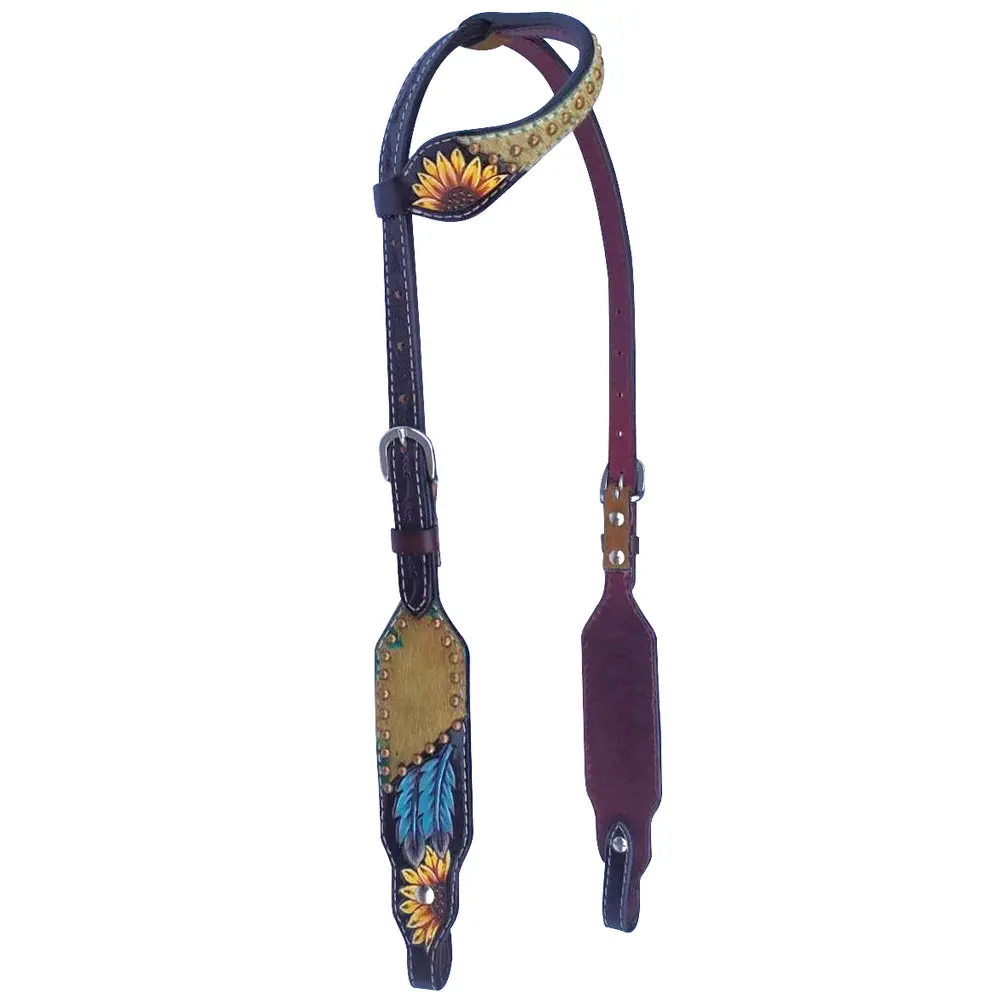 Bar H Equine American Leather Horse Saddle Tack One Ear Headstall Breast Collar Browband Wither Strap Set 2