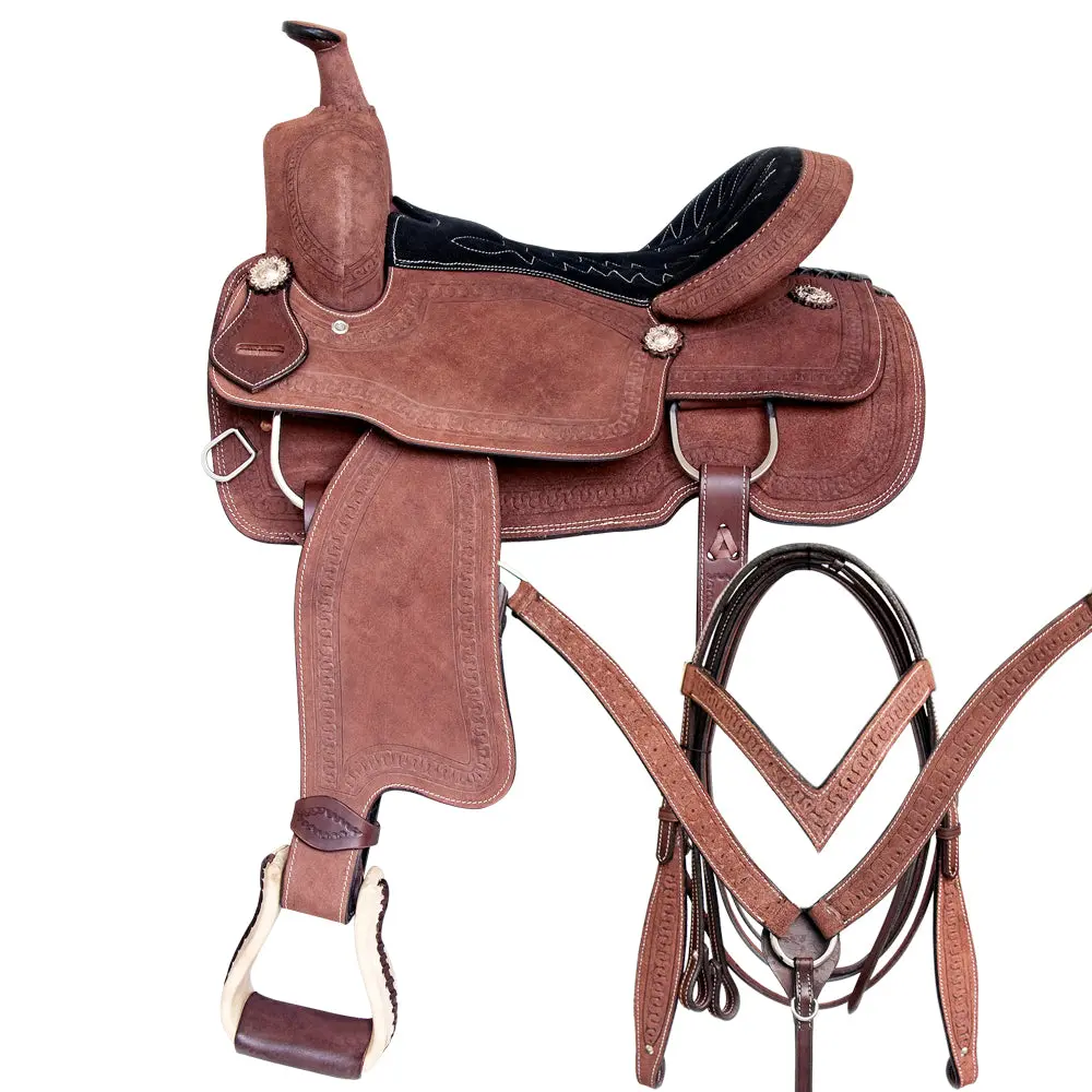 Comfytack Western Horse Saddle American Leather Trail Roping Ranch Tack Set 1
