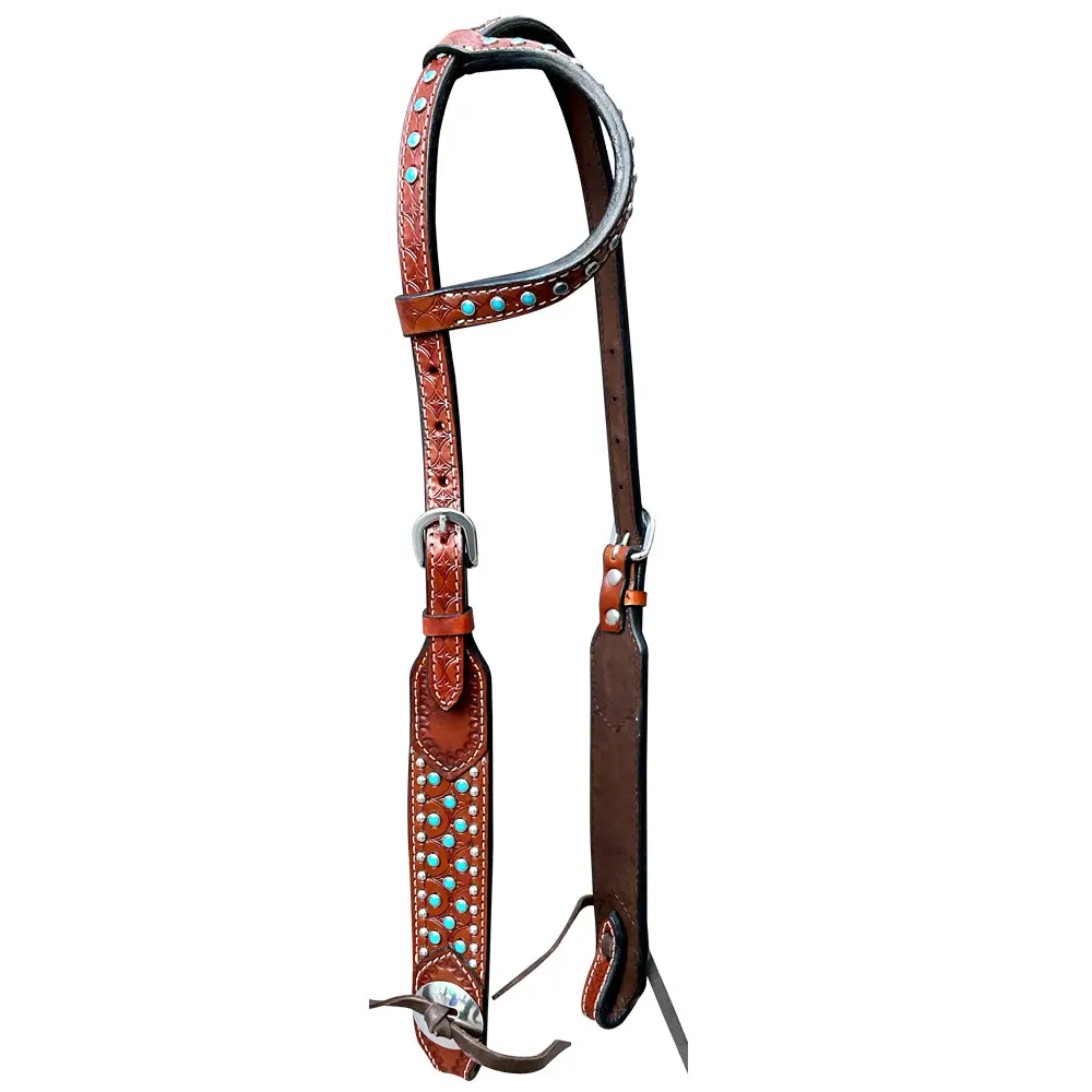Bar H Equine American Leather Horse Saddle Tack One Ear Headstall | Breast Collar Browband Wither Strap Set Ber259 1