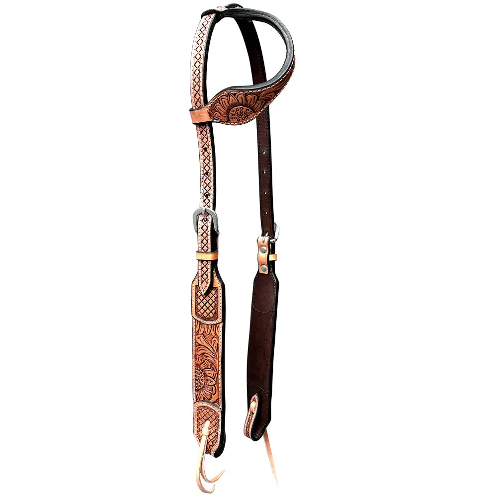 Bar H Equine American Leather Horse Saddle Tack One Ear Headstall | Breast Collar Browband Wither Strap Set Ber269 1