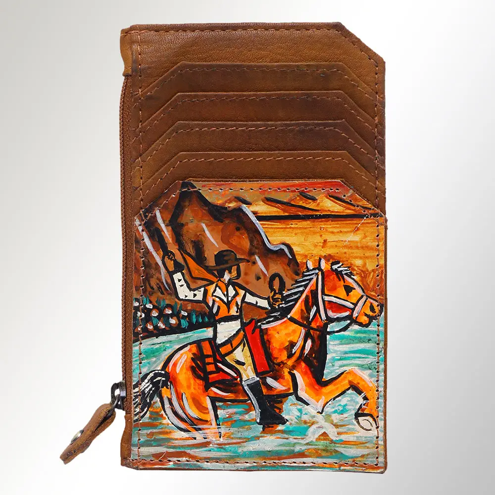 Ameran Darling Women's Card Holder Hnad Painted Full Grain Genuine Leather Handbag And Ladies Purse 1