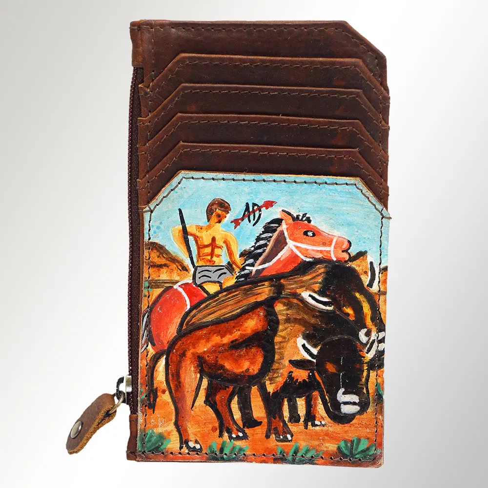 Ameran Darling Women's Card Holder Hnad Painted Full Grain Genuine Leather Handbag And Ladies Purse 1