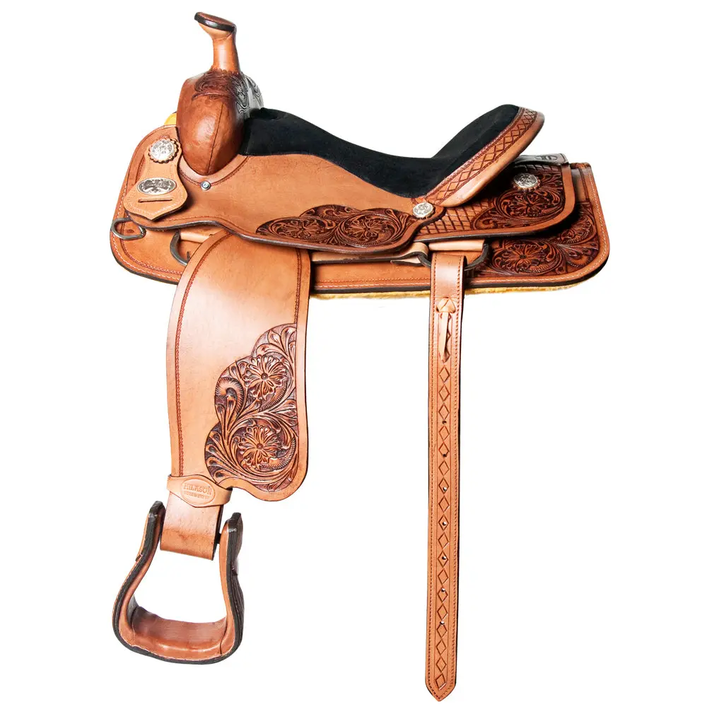 Hilason Western Horse Saddle American Leather Ranch Roping Cowboy | Hand Tooled Wade & For Horses 1