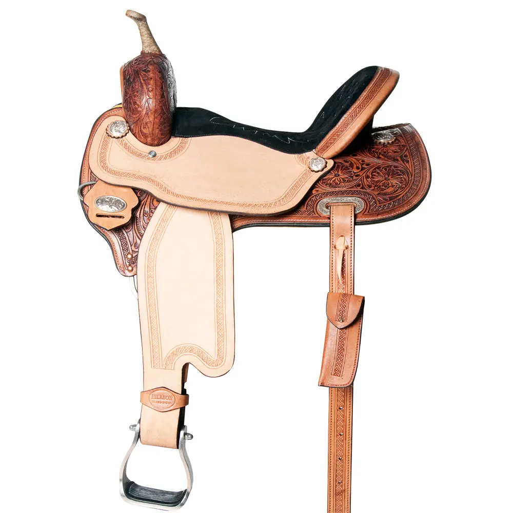 Hilason Western Horse Barrel Racing Saddle Trail Pleasure American Leather | Hand Tooled Wade & Roping For Horses 1