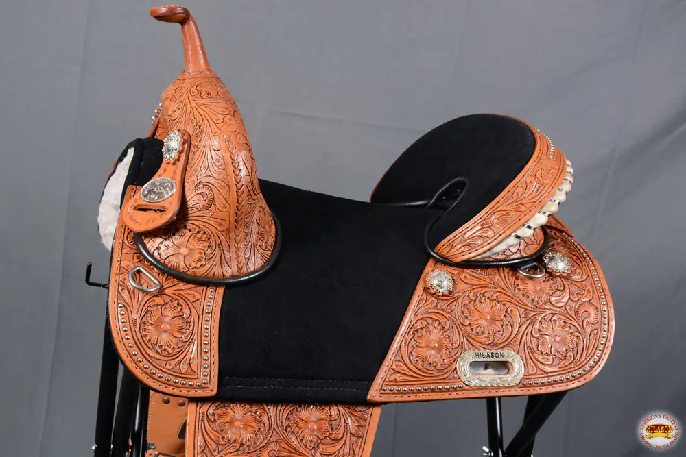 Hilason 15 Treeless Western Trail Barrel Racing American Leather Saddle | Horse Saddle | Western Saddle | Treeless Saddle | Saddle For Horses | Horse Leather Saddle 2