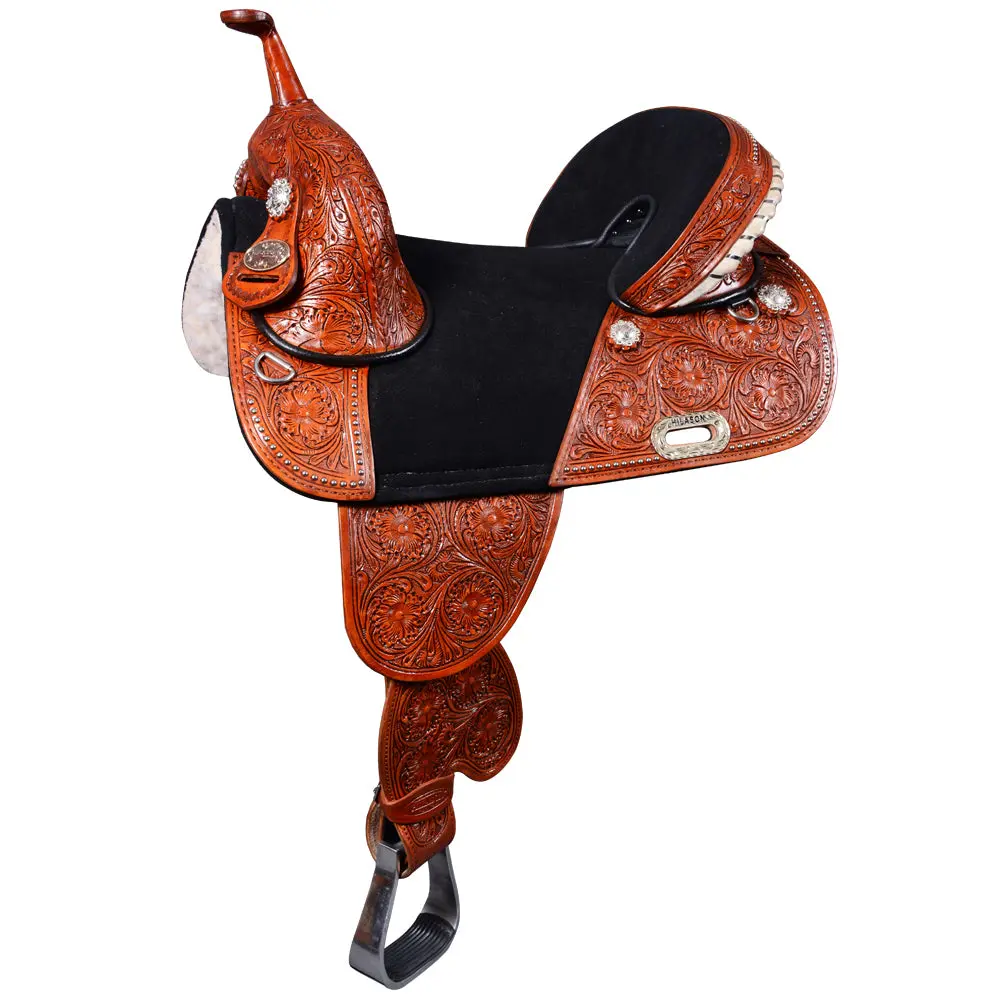 Hilason 15 Treeless Western Trail Barrel Racing American Leather Saddle | Horse For Horses 1