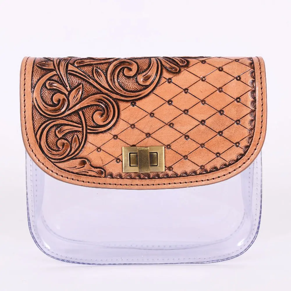 American Darling Clear Bag Beautifully Hand Tooled Genuine Leather Women 1