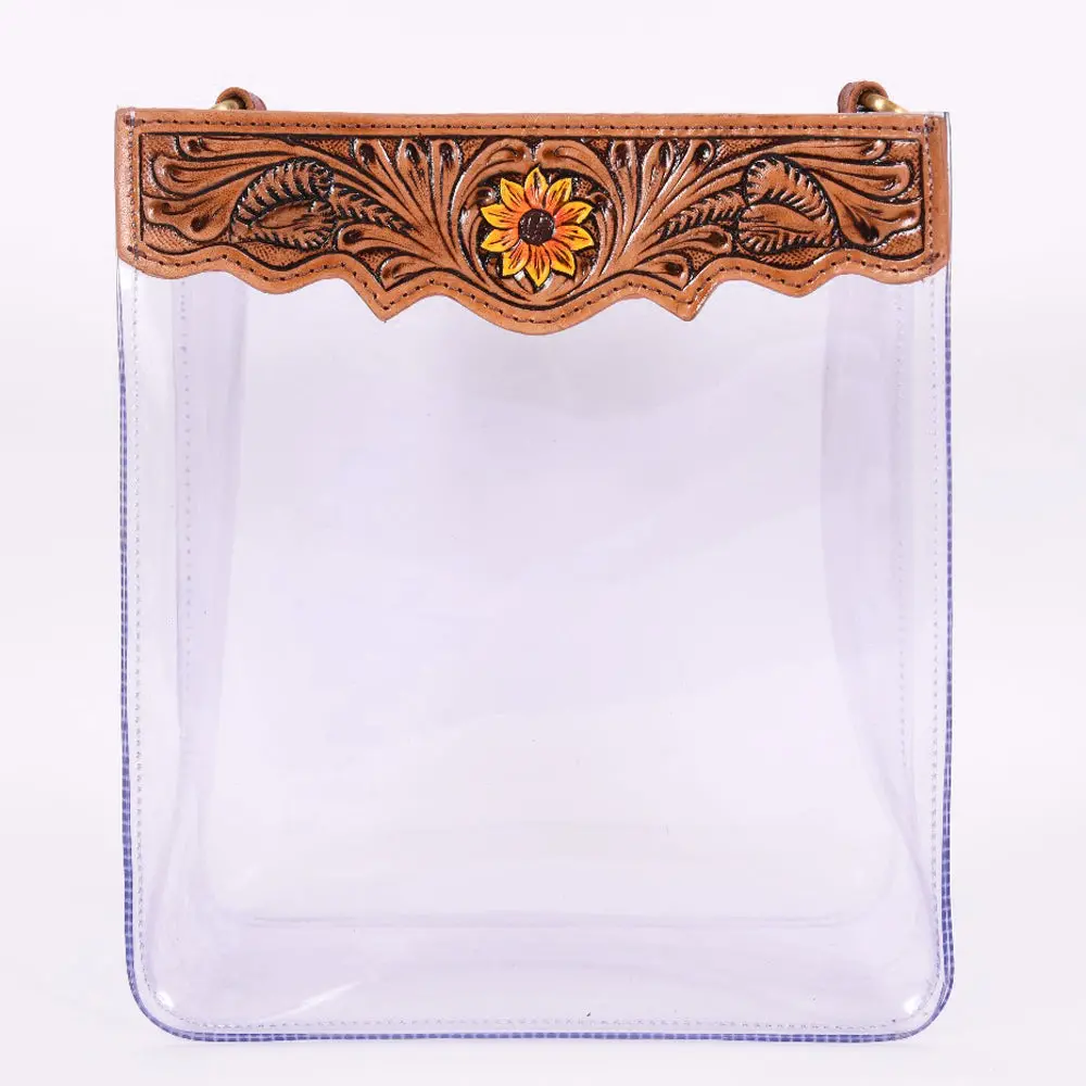 American Darling Clear Bag Beautifully Hand Tooled Genuine Leather Women 1