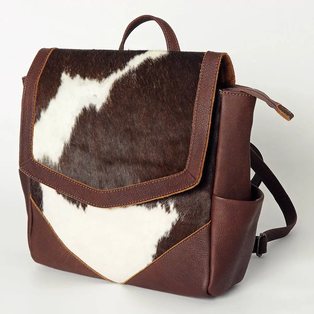 American Darling Backpack For Women, Hand Tooled Floral Leather, Hair-On Cowhide, Woven Saddle Blanket, Genuine Leather 1
