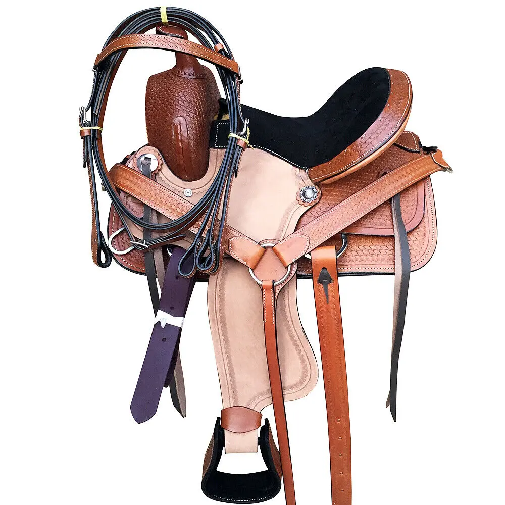 12 In Western Horse Saddle Ranch Roping Trail Leather Youth Child 1