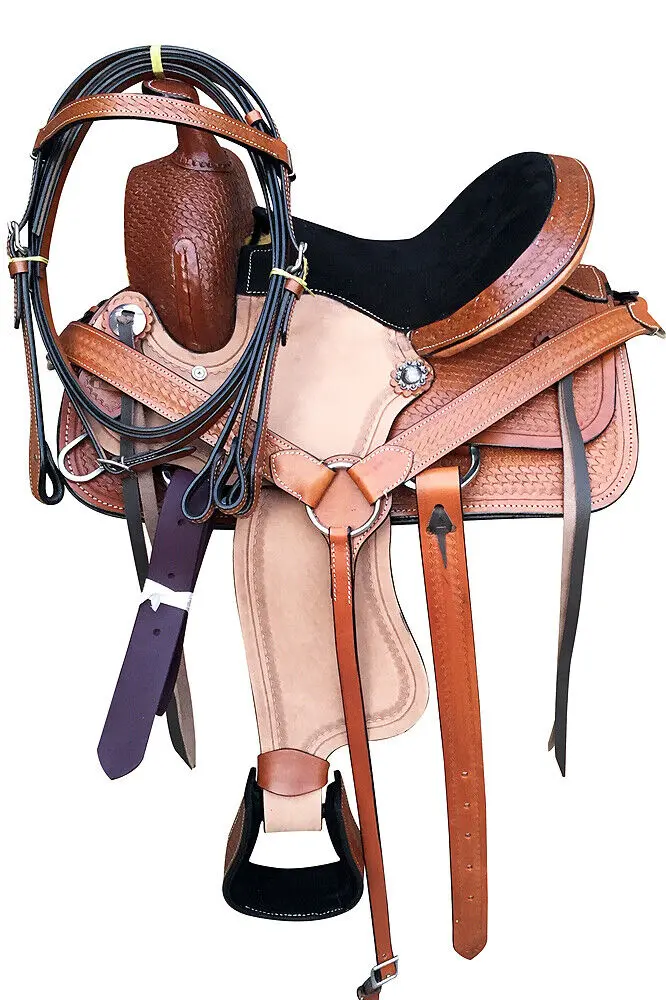 12 In Western Horse Saddle Ranch Roping Trail Leather Youth Child 2